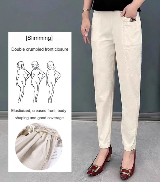 š·ć50% OFFćGorÄ
ca wyprzedażš„Damskie spodnie baweÅniane z elastycznÄ
taliÄ
, rozmiary M~6XL