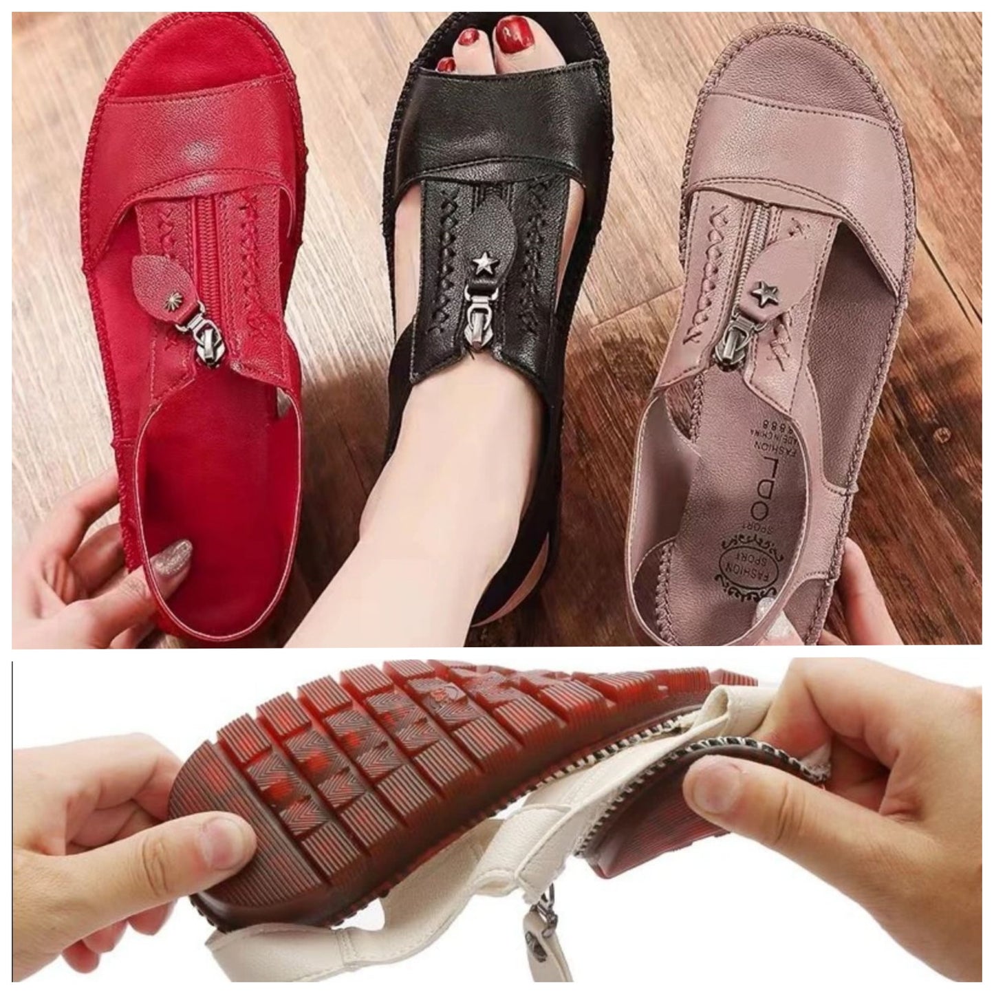 🔥🔥【35-43】Nowe nowe sandały Płaskie buty z naturalnej skóry, miękkie, antypoślizgowe, z miękką podeszwą