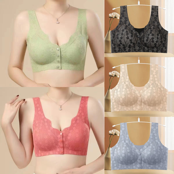 😍😍【50% popusta】🎁💖【Set od 5 dijelova】Ženski grudnjak bez žice, kopčanje sprijeda, bešavni ledeni svileni materijal 