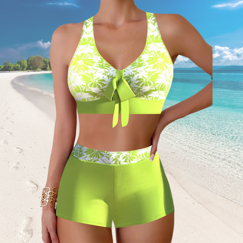 👙🌴【Nou 2025】Costum de baie cu imprimeu divizat – moale, prietenos cu pielea și confortabil 💦✨