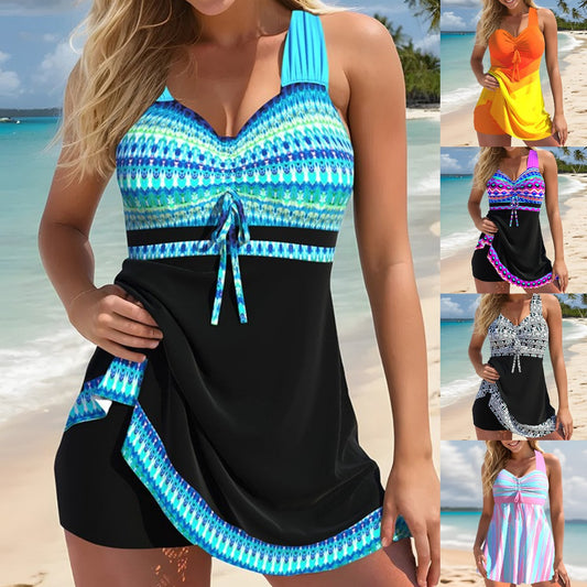 🏖️【S-5XL】【✨Reduceri mari în luna mai✨】Set de costum de baie imprimat pentru femei, la modă, casual, de vară (partea de sus + partea de jos)