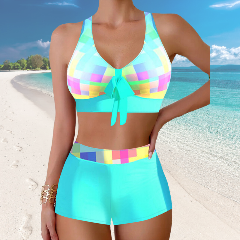 👙🌴【Nou 2025】Costum de baie cu imprimeu divizat – moale, prietenos cu pielea și confortabil 💦✨