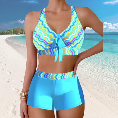 👙🌴【Nou 2025】Costum de baie cu imprimeu divizat – moale, prietenos cu pielea și confortabil 💦✨