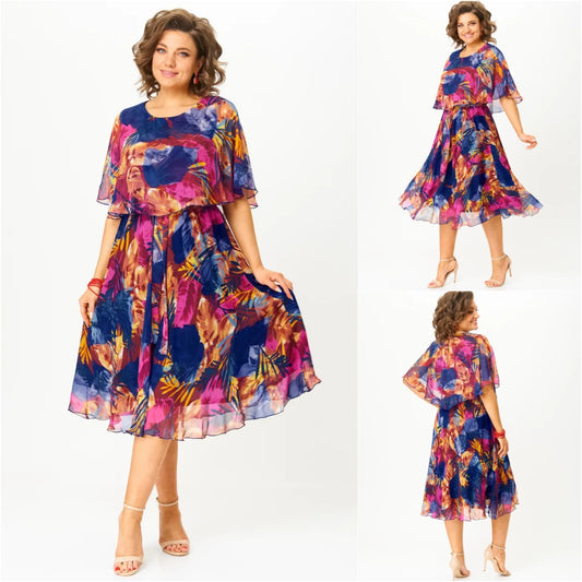 😎💃Nowe produkty na lato💥【S-5XL】Luźna sukienka z szyfonu w dużym rozmiarze | Wygodne i przewiewne, idealne na lato