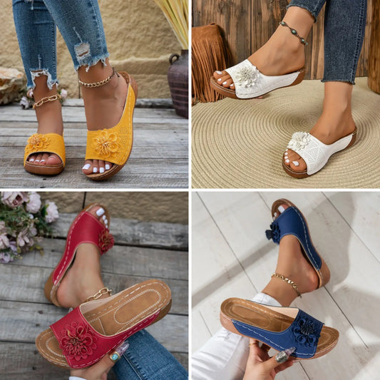 💕🔥【Specjalne oferty letnie🎉】【36-44】2025 Letnie nowe modne swobodne damskie kwiatowe kapcie