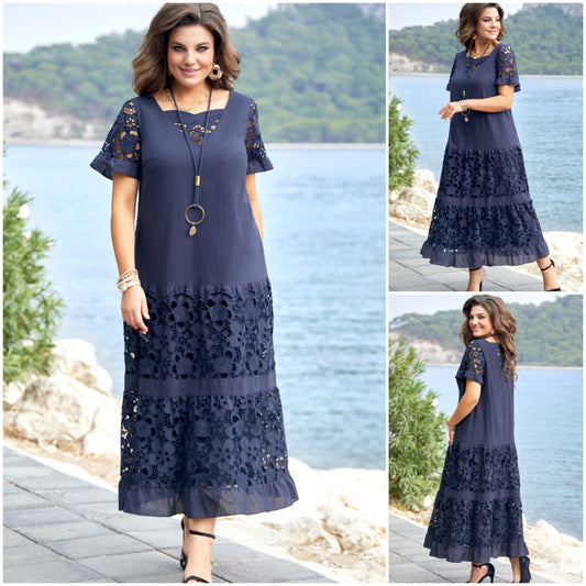 ✨【S-5XL】Rochie lungă din dantelă, elegantă și la modă 